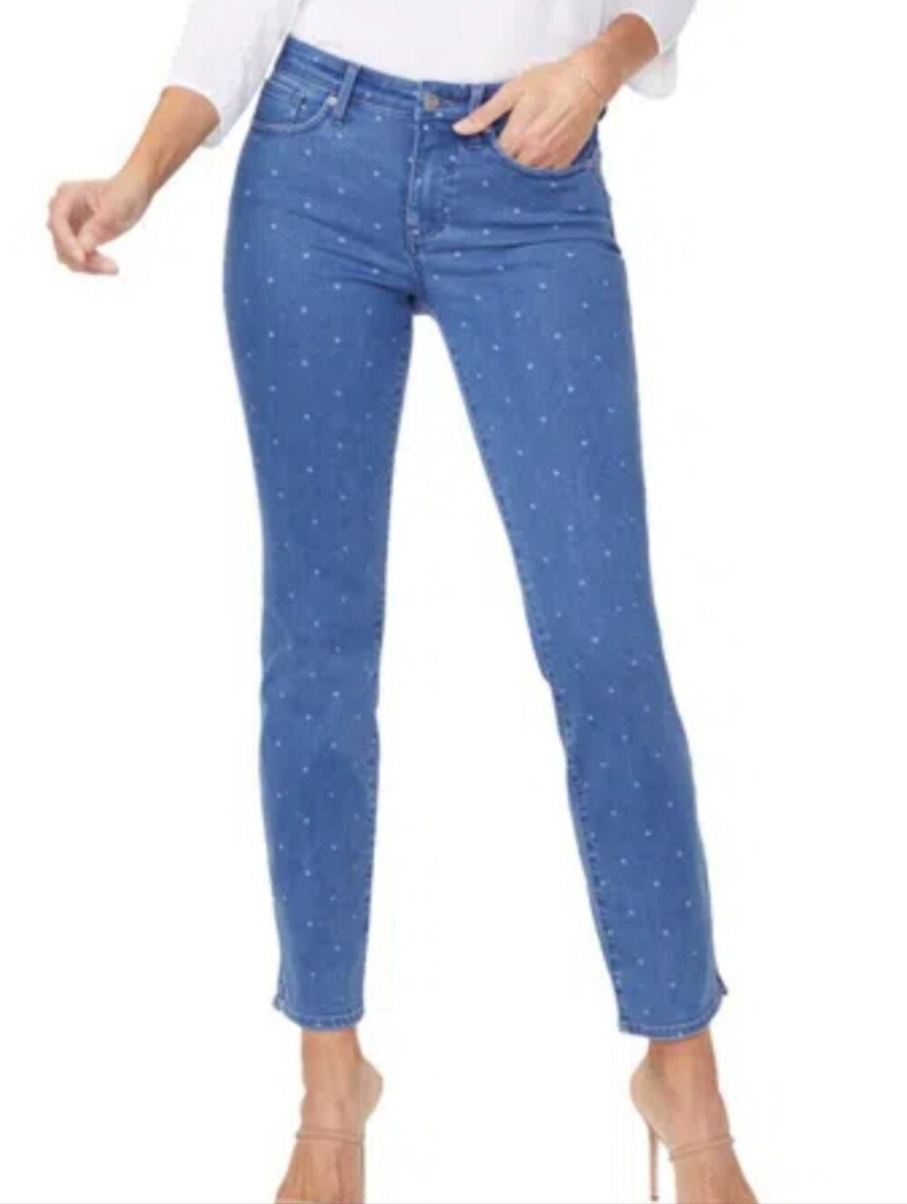 NYDJ Slim Straight Ankle Beach Polka Dot Jeans | Size 12 Short